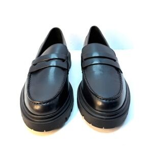 Steve Madden Men's Akkron Leather Lug-Sole Penny Loafers Black Size 9 NWT/BOX